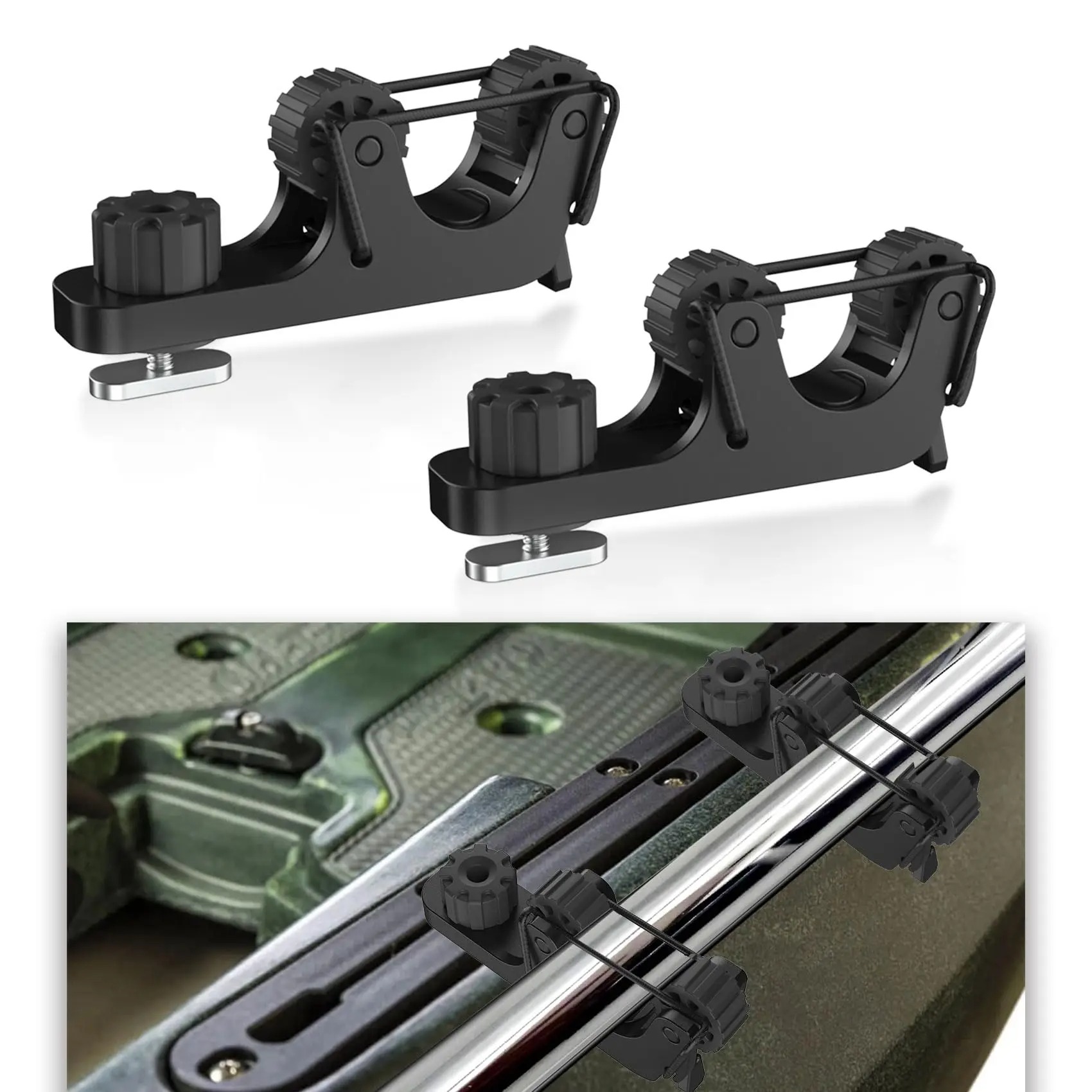 Fishing Kayak Crate - Kajakpeddelhouder Track Mount, Rail Paddle Clip